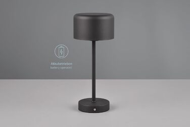 Освітлення LED настільна лампа Julien, заряджається через USB-C, сенсорний затемнений, Ø12см, H30см, чорний матовий