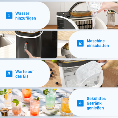 Машина для приготування льоду HOMCOM 15 кг/24 год, з резервуаром для води об'ємом 1,5 л, лопаткою та контейнером для льоду. Машина для приготування кубиків льоду з LED-дисплеєм, чорного кольору, розміри 22 x 30 x 33 см | Aosom