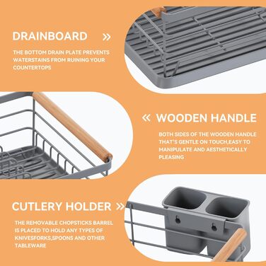 Сушарка для посуду BRIAN & DANY з піддоном, 42x30x15 см, сіра