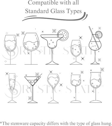 Настінна полиця для келихів Rustic State Eze, 4 секції, на 12 келихів, 30.5 см, махагон