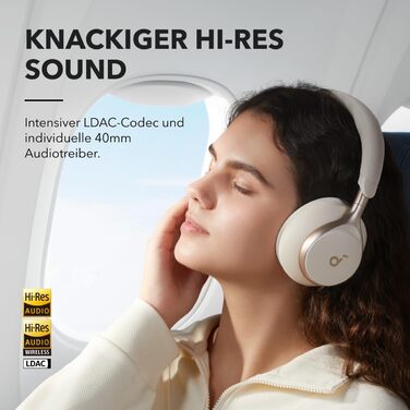 Навушники Soundcore Space One, ANC, 40 год, додаток, Hi-Res Audio, BT 5.3 (кафе латте)