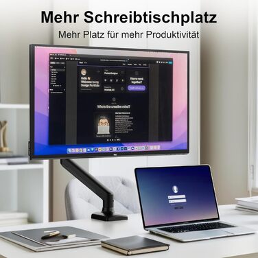 Кріплення для монітора NearHub 2 монітори, 13-32 дюйми, поворотне, нахильне, 360° оберт, VESA 75/100 мм, клямка/прохідний кріплення, до 10 кг