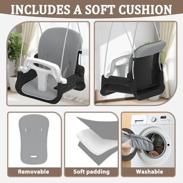 Дитяча гойдалка для саду з м'яким сидінням, чорна. Складана гойдалка з металевим каркасом для дому та вулиці. Легка у збиранні та зберіганні.