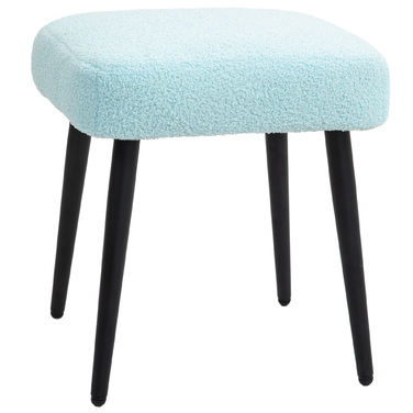 HOMCOM Footstool Квадратний табурет з кашеміровим виглядом, підставка для ніг зі сталевими ніжками, світло-блакитний для вітальні та спальні