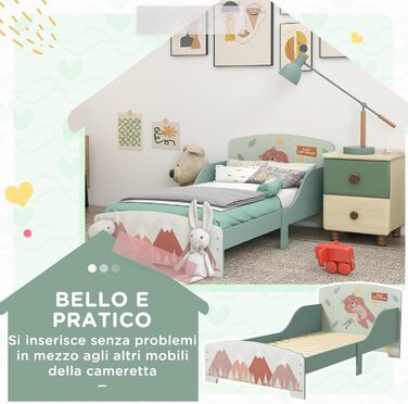 Ліжко дитяче ZONEKIZ 3-6 років з бортиками, 140x70 см, з ламелями, дизайн 