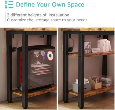 Комп'ютерний стіл Lufeiya з 4 шухлядами та полицями для зберігання, сучасний, простий дизайн, для дому, офісу, спальні, для студентів, ПК, 119,4 см, коричневий