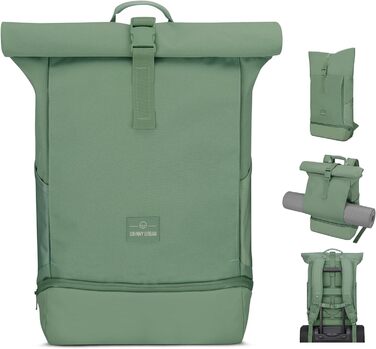 Рюкзак Johnny Urban Rolltop для жінок і чоловіків великий зелений - Allen Large - Рюкзак для ноутбука для університету, бізнесу, велосипеда - Екологічний - водовідштовхувальний шавлія зелений