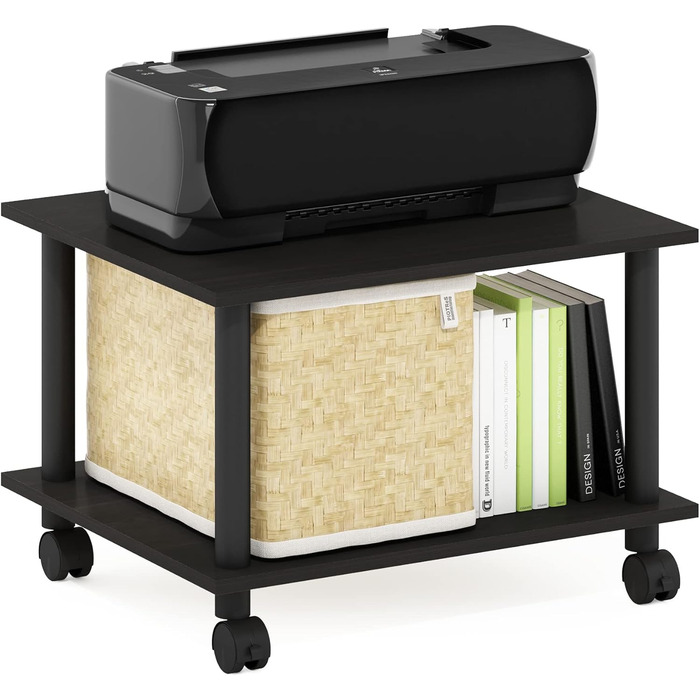 Підставка для комп'ютера Furinno Econ для офісу, з роликами, 2-рівнева, Espresso/Schwarz