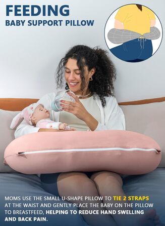 Подушка для читання INSEN, спинка для сидіння в ліжку, для читання, розслаблення, для дорослих, матерів та дітей, подушка для пресу, для ліжка (охолоджуюча бавовна-персик, Basic)