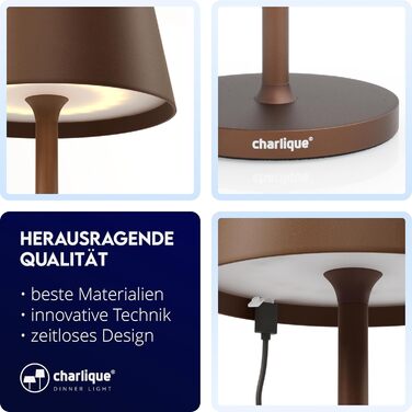 LED-лампа настільна бездротова (2 шт) - світло для вечері біле 38 см - преміум акумуляторна лампа з USB, тепле світло, для дому та вулиці. Білий (коричневий, 1 шт)