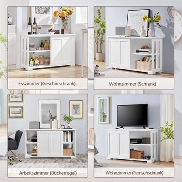 Білий комод-буфет у кухню Yaheetech з полицями та висувними шухлядами