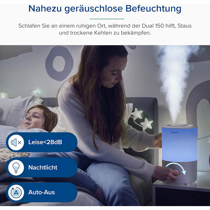 Для великих кімнат Спальня до 47 м, зволожувач повітря для кімнати з верхнім наповненням 60 годин, тихий кімнатний зволожувач 26 дБ, APP & Alexa Control для дитячої кімнати Plants Baby (зволожувач 3 л)