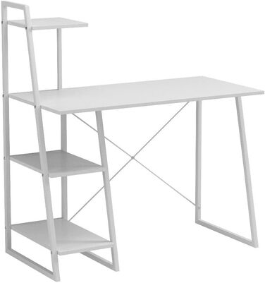 Купити FWT29-W Письмовий стіл(102x50x75/117см) Комп'ютерний стіл робочий стіл з 3 полицями білий (без стільця)