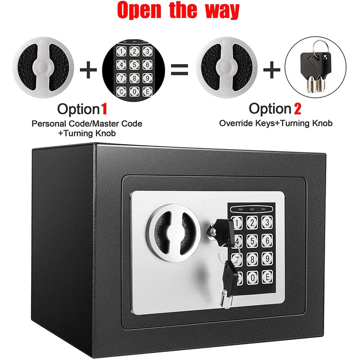 Електронний сейф Tresor Für Zuhause 6.6L: вогнестійкий, водонепроникний, з 2 ключами для цінностей та готівки