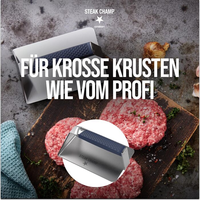 Пресс для бургера та стейка Steakchamp XXL: для хрусткої скоринки, сендвічів та фіксації м'яса, з антиковзним руків'ям