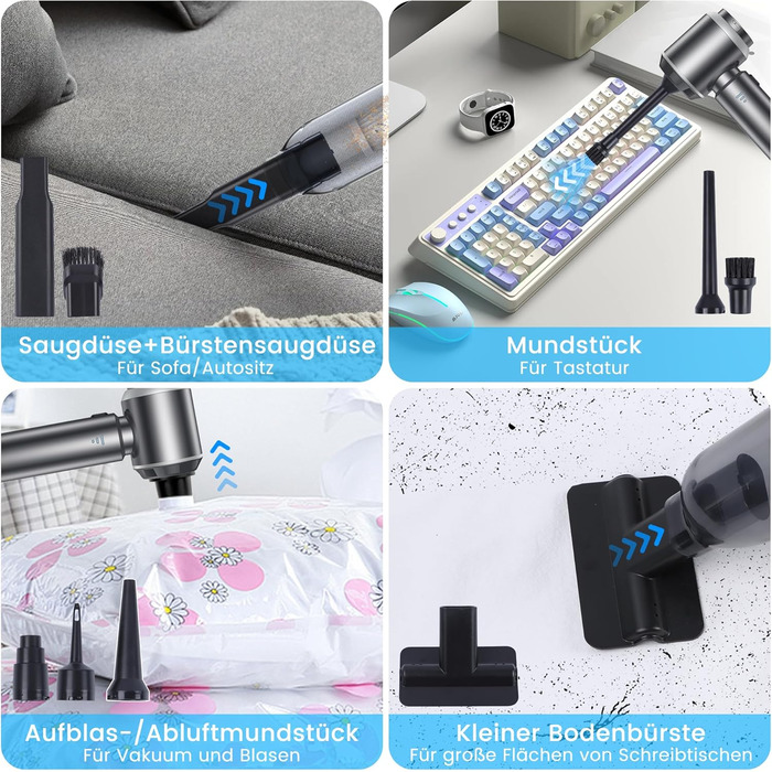 Акумуляторний ручний пилосос для автомобіля та дому, бездротовий портативний міні-пилосос 25000Па для прибирання шерсті тварин, офісу та кухні