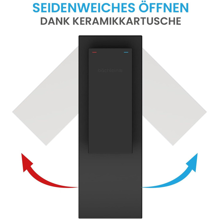 Змішувач для ванної кімнати Bächlein Tamina Waterfall в чорному матовому кольорі, однорідний важіль, керамічна картридж, комплект для монтажу