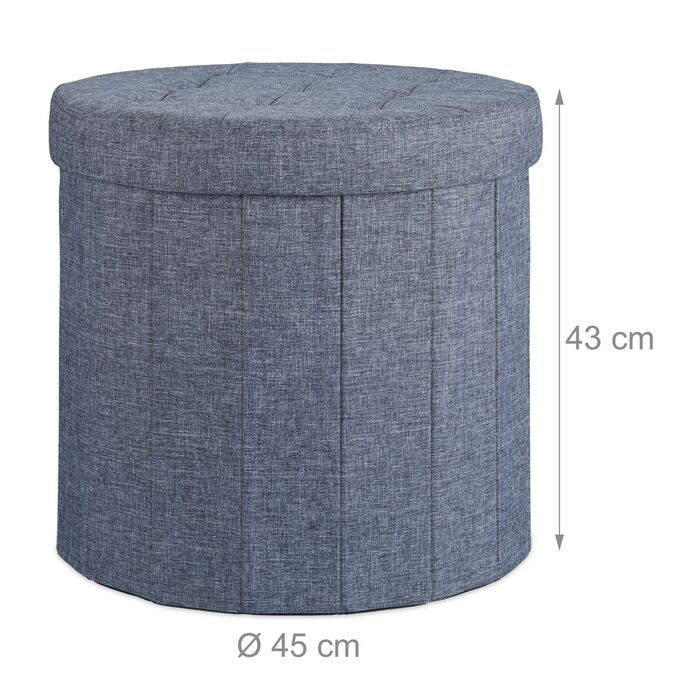 Relaxdays Пуф з місцем для зберігання, великий, круглий