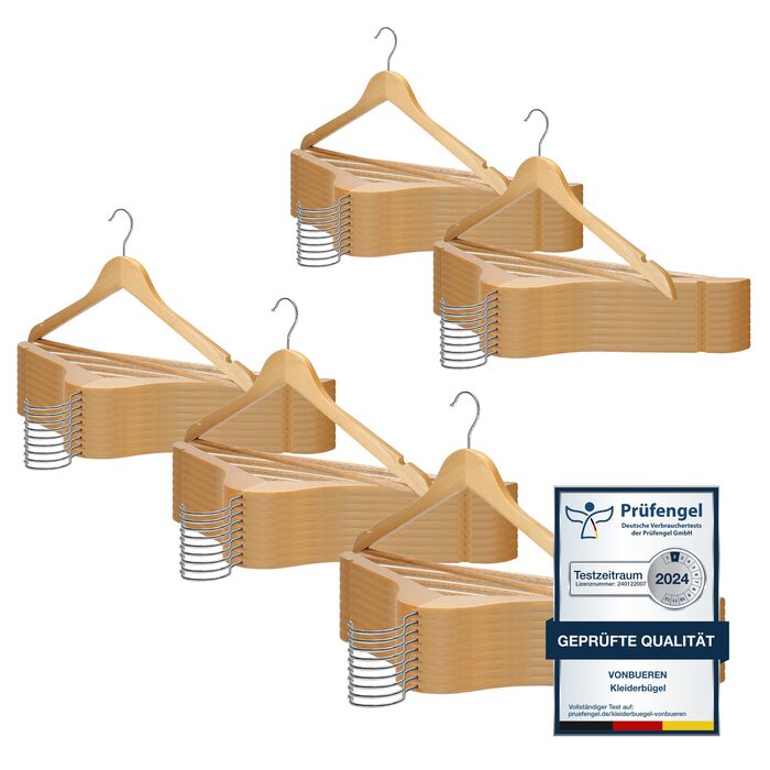 Дерев'яні вішалки для одягу VonBueren, 50 шт., 44,5 x 22 см, 360° обертання