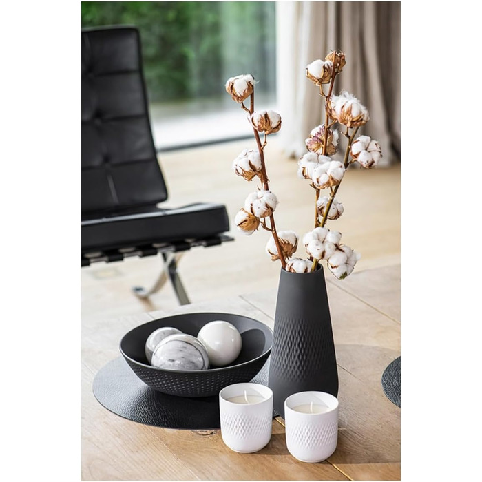 Villeroy & Boch ваза Manufacture Noir, чорна матова, кераміка, 3 шт., для пампасу, велика, преміум-якість