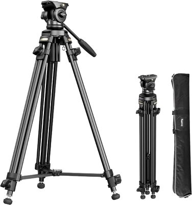 SMALLRIG 62'' відеоштатив з 360° флюїдною головою, легкий алюмінієвий штатив з швидкознімною пластиною та ручкою для DSLR та відеокамер, вантажопідйомність 5 кг, AD-50Lite