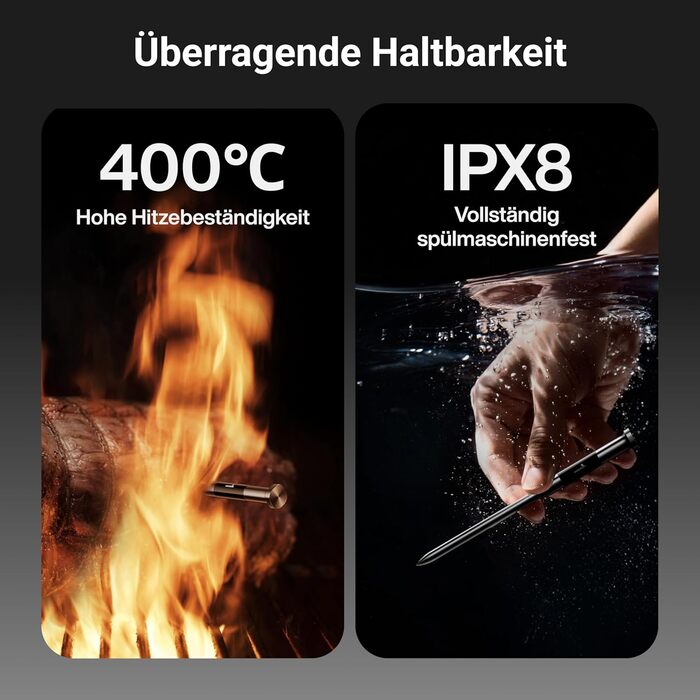 ThermoMaven P2 Розумний термометр для м'яса з Bluetooth 5.3, 6 датчиків, Wi-Fi моніторинг, водонепроникний IPX8, для гриля, духовки, кухні, фритюрниці (1 зонд)