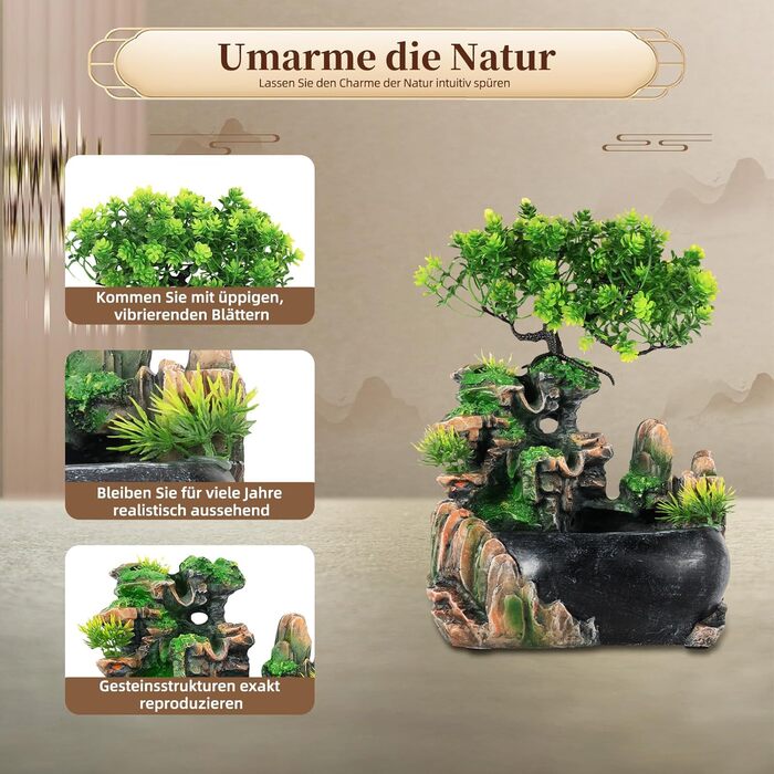 Кімнатний фонтан-водоспад з рослинами: для вітальні, спальні, офісу, кафе