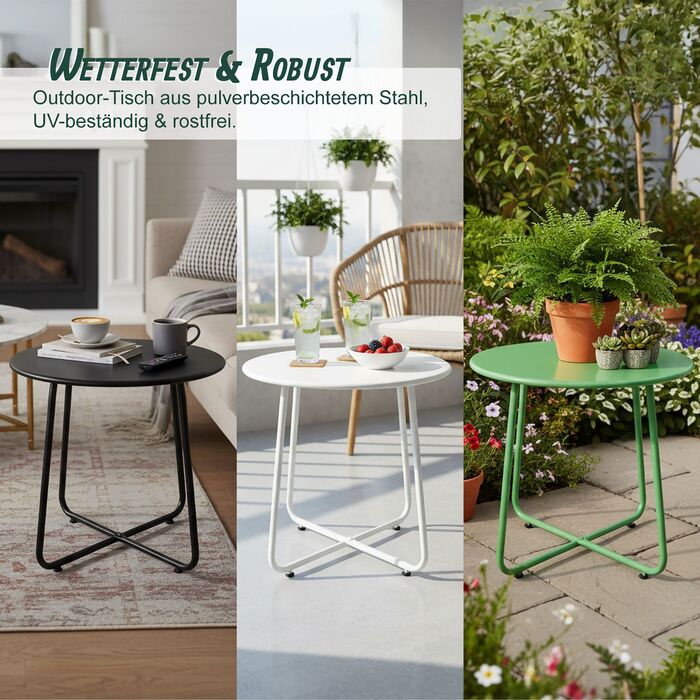 Relaxdays Додатковий столик зі сталі, стійкий до погодних умов