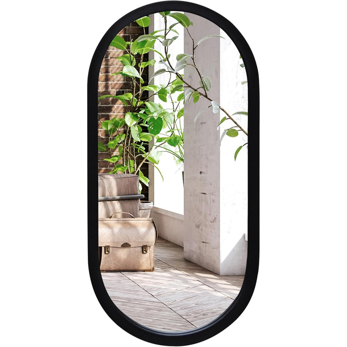 Дзеркало овальне Americanflat Spiegel Oval 30x61 см - чорне, для ванної, вітальні, спальні