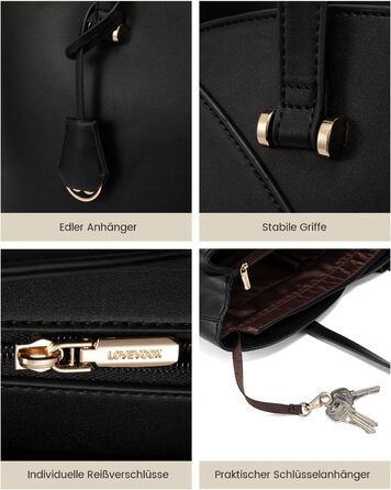 Сумка LOVEVOOK для жінок: велика, для ноутбука, шопер, робоча, офісна, з PU шкіри, чорна (15,6 дюймів)