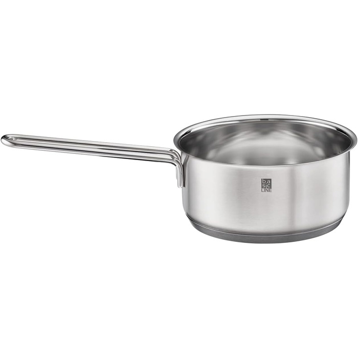 Набір каструль RÖSLE Basic Line 4 шт. з нержавіючої сталі 18/10, склокришки, зручний бортик, індукційне дно, придатний для миття в посудомийній машині, сріблястий/чорний