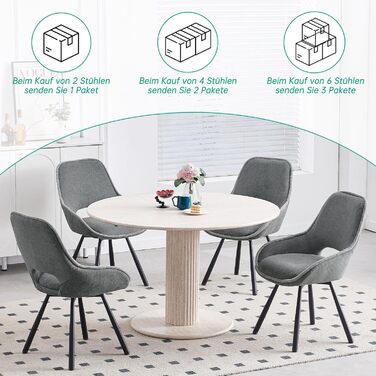 Обертові кухонні стільці для їдальні 6 шт. з низькими підлокітниками, поворот 180°, автоматичне вирівнювання, стільці для кухні та їдальні, сірий колір (2 шт. в наборі)