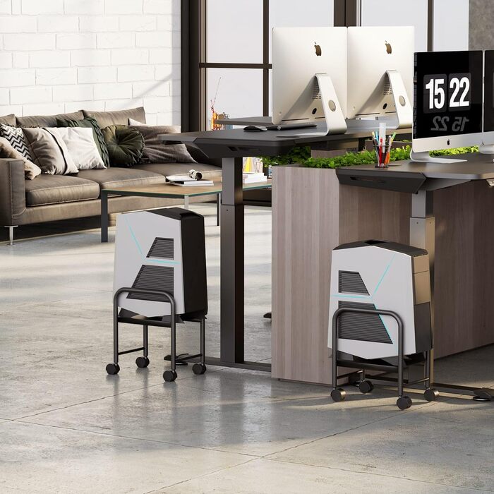 Підставка для ПК EUREKA ERGONOMIC на колесах, регульована по висоті, чорна