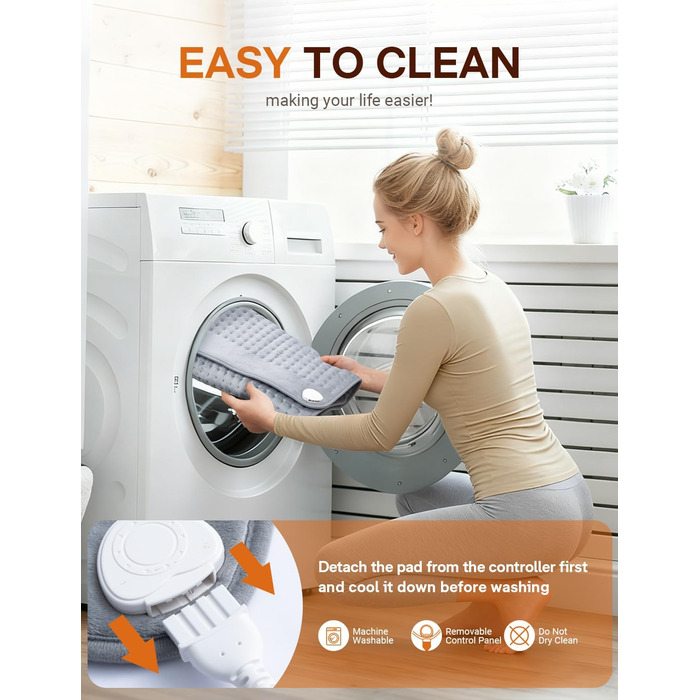 Електричне грілка для спини та тіла ALLJOY 85x45 см з автовимкненням, 6 температурних режимів, сірий колір