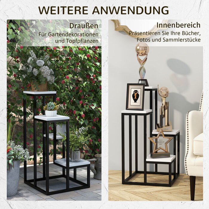 Outsunny Plant Stand Сталевий стелаж для квітів 4 яруси для саду балкон 34x34x70см білий