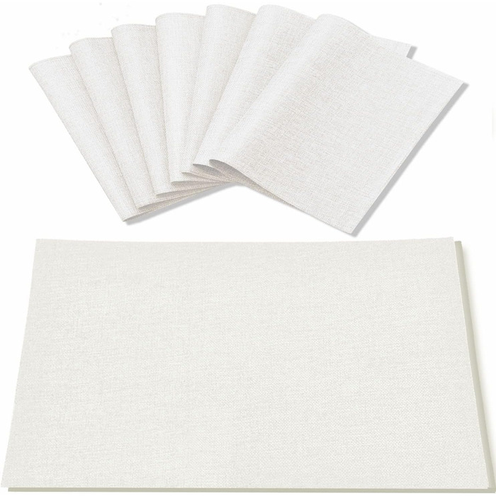 Тканинні серветки на стіл Rinpon, 8 шт., льон, для кухні, машинного прання, термостійкі, без складок, товстий поліестер, білі
