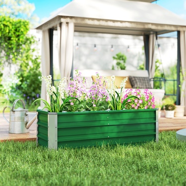 Outsunny Піднята грядка Сталева садова клумба з рукавичками 125x47x40см зеленого кольору для овочів та квітів