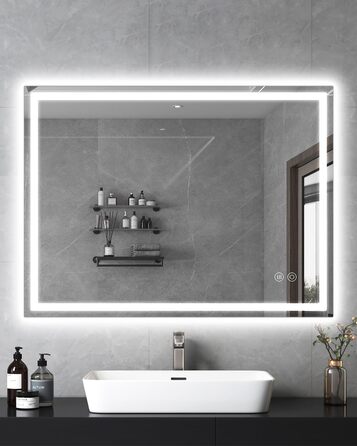 Дзеркало для ванної кімнати Habison з підсвічуванням LED, 50x70 см, сенсорне керування, регулювання яскравості, 3 колірні температури, функція пам'яті, антизапар, без Bluetooth