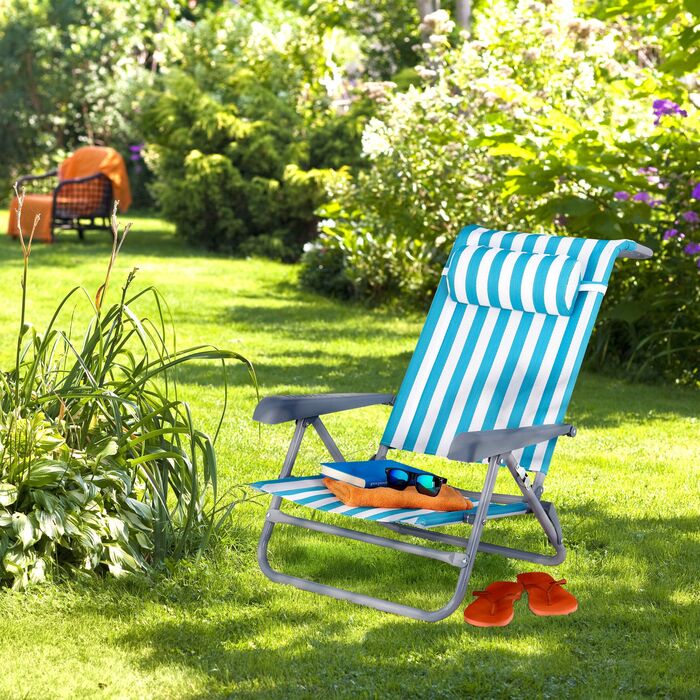 Розкладний шезлонг Relaxdays з подушкою для шиї