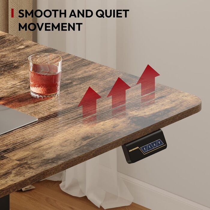 SANODESK Регульований за висотою стіл 180x80 см - ергономічний стіл для стоячи/сидячи з функцією пам'яті для дому/офісу, коричневий, комп'ютерний стіл, Standing Desk