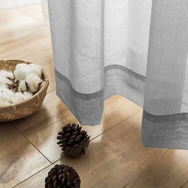 Прозора завіса з вуалі TOPIC з вушками, марлеві шарфи з вушками для вітальні, спальні, 245 см x 140 см (HxB) Gra