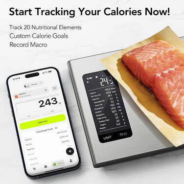 Ваги кухонні Ultrean з підрахунком поживних речовин та аналізом калорій, 20 поживних речовин, 10KG/0,01g, для дієти, фітнесу, приготування їжі та випічки, нержавіюча сталь (великий розмір)