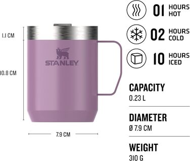 Термокружка Stanley Classic Legendary Camp Mug 0.23L фіолетовий - нержавіюча сталь, без BPA, для кемпінгу