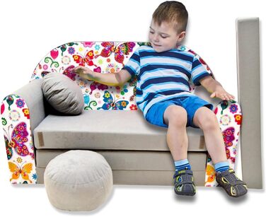 Дитяче диван-ліжко 3в1 з функцією висування, трансформер для дитячої кімнати, м'який пуф-крісло для дівчаток та хлопчиків, модель A33