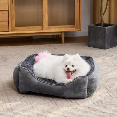 Ліжко для собак joejoy кошик для маленьких собак миється нековзна подушка для собак прямокутна плюшева ліжко для маленьких собак і кішок, 645320 см, сірий м (6453 20 см) сірий