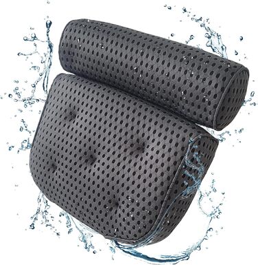 Подушка для ванни з присосками, сіра - ергономічна підкладка під голову у ванну