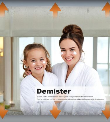 Дзеркало для ванної кімнати зі підсвічуванням SVNR, 70 x 50 см, LED, з 4 мм дзеркалом без вмісту міді, подвійне сенсорне керування, антизапарник, регулювання кольору світла (3000K-6400K), Smart-дзеркало з лупою 5x та розеткою для гоління