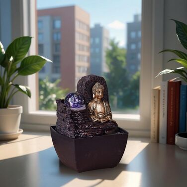 Декоративний фонтан Zen'Light Zimmerbrunnen: для дому, офісу, медитації, LED-підсвітка, H 18 см