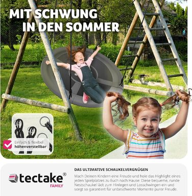 Шоукель Tectake® Nestschaukel: зручний та міцний гамак-шоукель для дітей та дорослих. Максимальне навантаження до 300 кг. Підходить для саду, дитячої кімнати. Діаметр 120 см та 100 см.