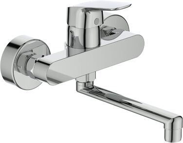 Змішувач настінний Ideal Standard Ceraflex з одним важелем, витяжка 202 мм, хромований, з регульованими з'єднаннями, водозберігаюча картридж CLICK